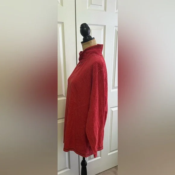 Hanes Signature Collection Bold Red Women's Turtleneck Sweater - Picture 3 of 5